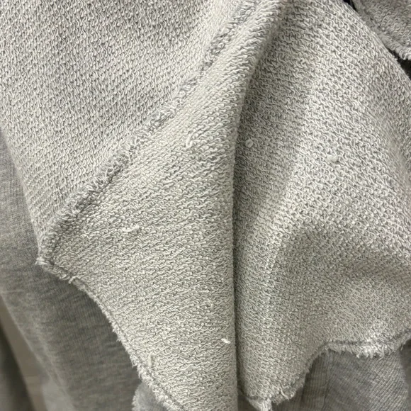 Free People Terry Light Gray Ruffle Asymmetric Cardigan jacket sweatshirt large - Picture 3 of 13